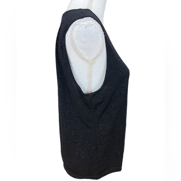 Connected Apparel Top Women's XL Black Tank Top Red/blue Sparkle Sleeveless - Picture 3 of 5